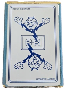 NEW! Vintage Reddy Kilowatt Playing Cards Deck Box WW2 Blue Electricity NOS - Picture 1 of 18