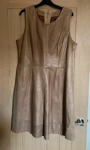 Oasis Real Leather Beige Dress Size 16. - Picture 1 of 3