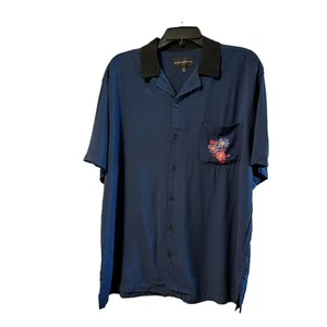 Neu mit Etikett No Boundaries Bowlinghemd für Herren dunkelblau 70er Jahre inspiriert Gr. L - Bild 1 von 11