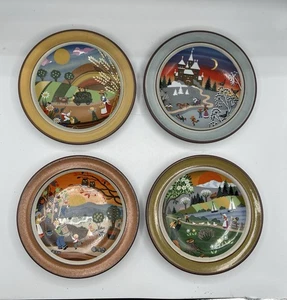 Vintage 4 Wall Plates Schramberg Pottery 5” Full Set Four Seasons - Picture 1 of 7
