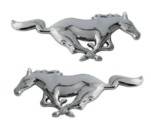 For Mustang Chrome Running Horse Pony Emblems Pair Stick on Back Fender Door - Bild 1 von 2