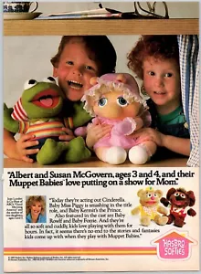 PRINT AD 1985 Hasbro Softies Muppet Babies Kermit Miss Piggy 8x11 McGovern Kids - Picture 1 of 1