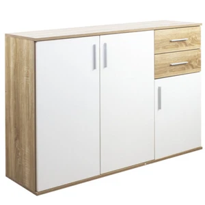 Mobile Armadio Madia 3 Ante Porte 2 Cassetti Design Moderno Quercia e Bianco - Foto 1 di 6