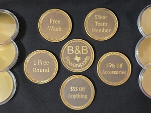 Custom Branded Coupon Coins, Customer Appreciation - Set of 10 - Picture 1 of 14