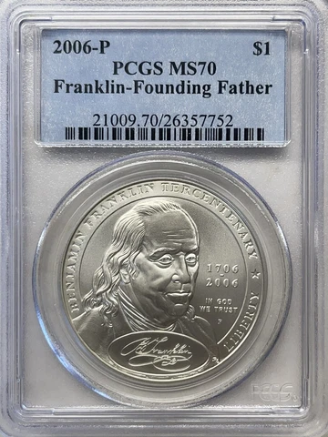 2006-P PCGS MS70 FRANKLIN-FOUNDING FATHER COMMEMORATIVE SILVER DOLLAR Cover