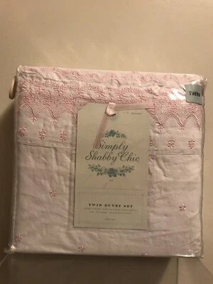 Simply Shabby Chic Pink Embroidered Floral Batiste 2pc Duvet Set Twin - Image 1 of 3