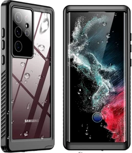 SPIDERCASE Designed for Samsung Galaxy S22 Ultra Case, Waterproof Black - Picture 1 of 8