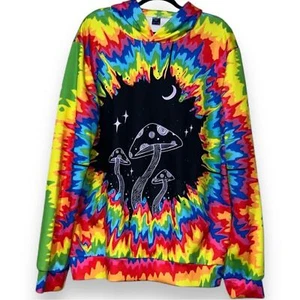 Men’s size XXL pullover hoodie mushrooms psychedelic tie dye hippie sweatshirt - Picture 1 of 11