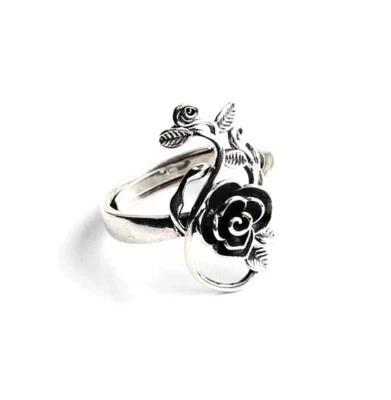 Ring Ringe silber Rose Rosen  Blätter  größenverstellbar - Bild 1 von 4