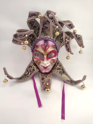 Venetian Carnival Jester Masquerade Full Face Mask Large Costume Ball Party - Image 1 of 4