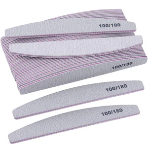 Limas de Uñas Doble Cara Calidad Profesional Media Luna Esmeril Grano 100/180/240 - Imagen 1 de 15