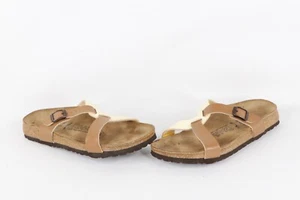 Vintage Birkis Birkenstock Damengröße 7 abgenutzte Leder-Sandalen mit Kreuzriemen - Bild 1 von 9