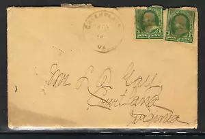 1898 GREENPLAIN VA TO COURTLAND VA WITH LETTER - RECEIVER - Picture 1 of 4