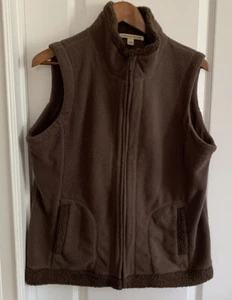 Carolyn Taylor Woman L Brown Full Zip Fleece Vest Pockets - Picture 1 of 10
