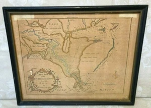 1761 Eine neue Karte des Flusses Mississippi vom Meer bis Bayagoulas handkoloriert - Bild 1 von 11