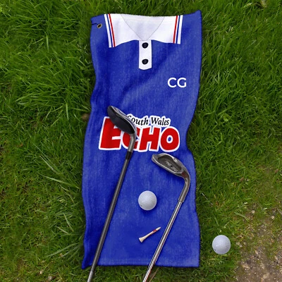 L&S PRINTS Cardiff 1992 Heimtrikot Retro Fußball personalisiert Vintage Golf Handtuchclip
