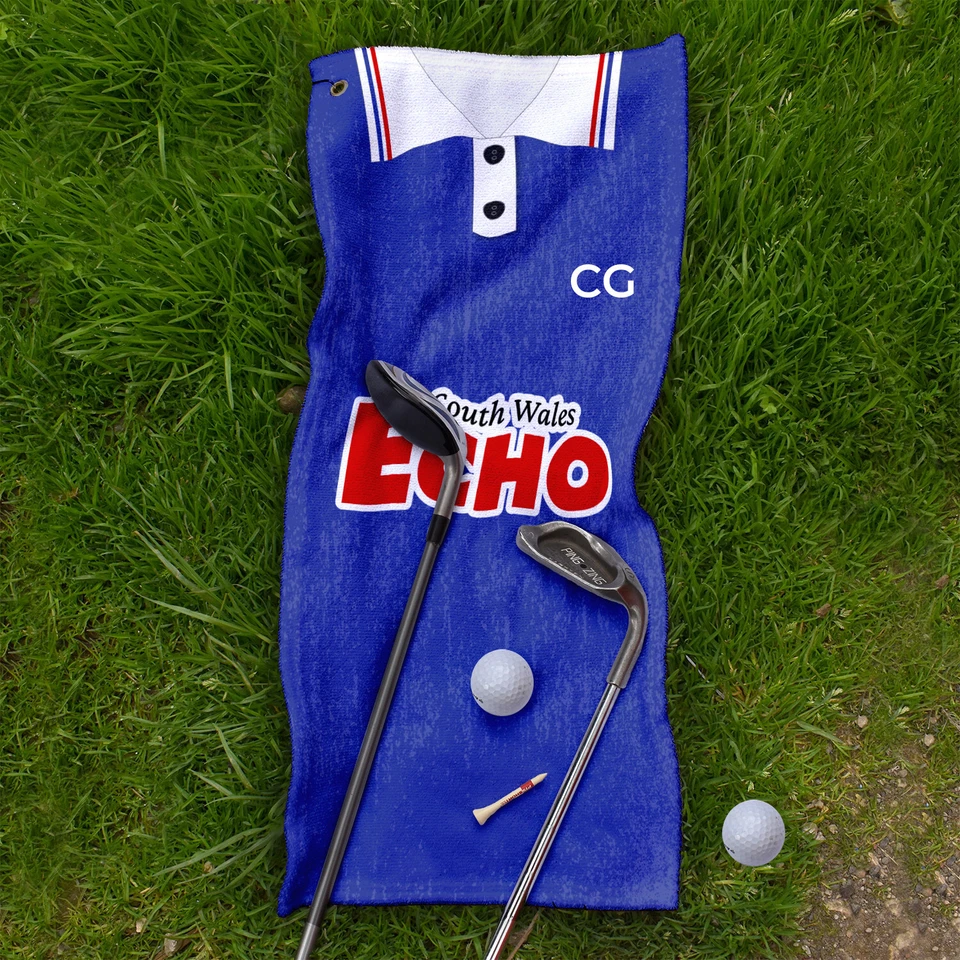 L&S PRINTS Cardiff 1992 Heimtrikot Retro Fußball personalisiert Vintage Golf Handtuchclip