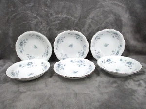 Johahn Haviland Fruit Bowl Set Blue Garland Floral Bavaria Germany 5" Round 6pcs - Picture 1 of 8