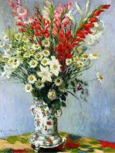 Bouquet of Gadiolas, Lilies and Dasies by Monet Oil Painting Hand-painted Canvas