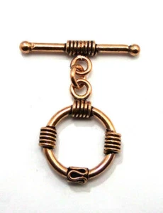4 SET 18X28MM BALI TOGGLE CLASP ANTIQUE COPPER JEWELRY MAKING 562 - Picture 1 of 3