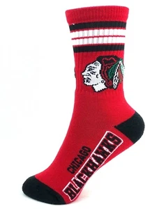 Chicago Blackhawks Hockey Red 4 Stripe Deuce Youth Socks - Picture 1 of 3