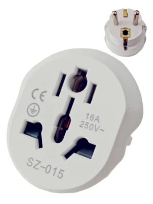 Reise Strom Adapter WORLD TO EU TRAVEL Stecker Plug für zu AU US UK China ITA CH - Bild 1 von 3