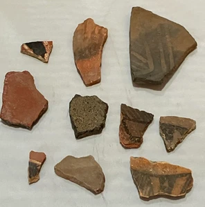 Ancient Mogollon Anasazi Native American Pottery Shards Black & Red Clay - Picture 1 of 6