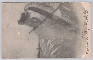 Vintage Postcard The Red Man's Fact Native American Woman in Canoe - Picture 1 of 2