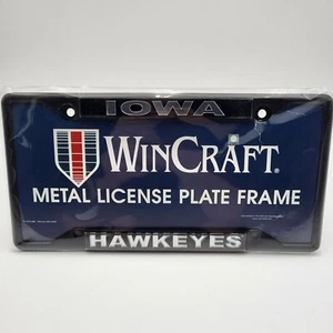 Iowa Hawkeyes Black Silver WinCraft Metal License Plate Frame - Picture 1 of 4