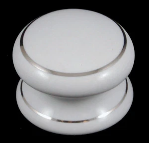 White Porcelain Victorian Cupboard Ceramic Door Knobs Single Chrome Line - Picture 1 of 4