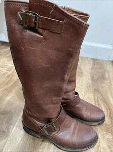 Frye Veronica lässige braune Damen-Reiterstiefel aus Leder im Used-Look Größe 6 B - Bild 1 von 10