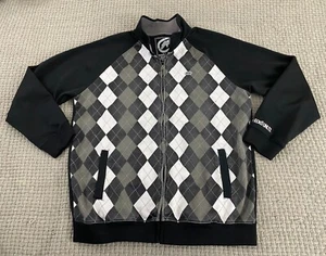 Vintage Y2K Ecko Unltd Herren Trainingsjacke Größe XL Argyle Schwarz Full Zip - Bild 1 von 14