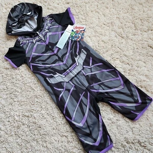 Black Panther: One-Piece (Hooded) Sleepwear, Size Boys XS, Color Black, NWT - Picture 1 of 11