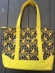 NARAYA floral Shoulder Tote Bag New quilted 15x12" Yellow /blue - Picture 1 of 6