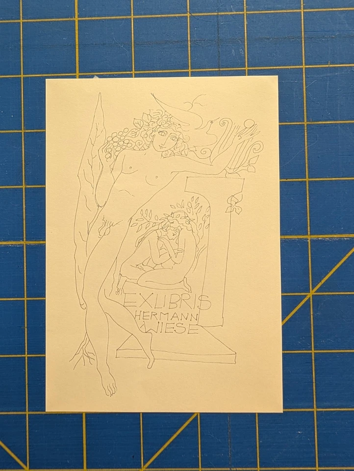 Ex Libris Hermann Wiese By Elfriede Weidenhaus (Artist) bookplate  Foto 1 de 1