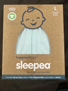 Happiest Baby Sleepea Large 4-6 months Organic Cotton Swaddle Graphite Stars - Picture 1 of 2