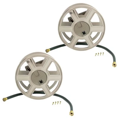 Suncast SWA100 100 Ft. Wall Mount Garden/Yard Hose Reel Side Winder (2 Pack) - Image 1 of 4