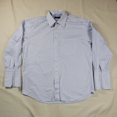 Camisa Ted Baker London listrada de algodão com botões punhos franceses tamanho 17 -32/33 - Imagem 1 de 4