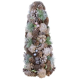 Northlight 16.5in Glittered Green and Brown Pinecone Berry Christmas Tree - Picture 1 of 4