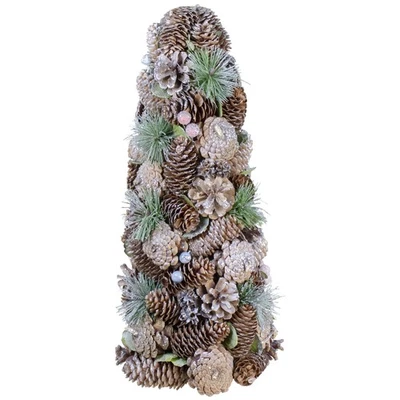Northlight 16.5in Glittered Green and Brown Pinecone Berry Christmas Tree - Image 1 of 4
