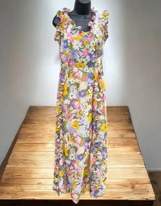 Vestido Vintage Ruth Chagnon Años 60 Largo Floral Retro Volantes MCM Hippie Talla Med Boho - Imagen 1 de 12