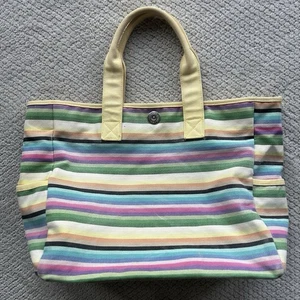 Gap Canvas Tote Double Handle Shoulder Purse Beach Lake Bag Multi Color Stripes - Picture 1 of 10