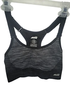 Avia schwarz/grau Medium-Impact dehnbar atmungsaktiv Racerback Sport BH Medium - Bild 1 von 4