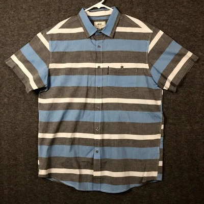 Ecko Unltd Shirt Mens L Striped Polo Faded Nautical Gray Blue White S/Sleeve - Image 1 of 4