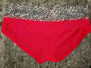 NEU Victoria Secret Vintage Hiphugger-Höschen Leopard Spitzenbesatz Medium neonrot - Bild 1 von 3
