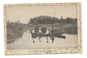 MINER LAKE MI - Near Allegan - Man & Three Women in Rowboat on Lake - c. 1907 - Picture 1 of 2