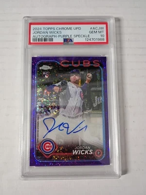 2024 Topps Chrome Update Jordan Wicks Auto Purple Speckle 174/299 PSA 10 ⚾ - Image 1 of 3