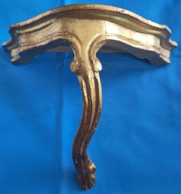 Goldene Antike Florentinische Wandkonsole Made in Italien Holz 28,5 x 23 x 15 cm - Bild 1 von 4