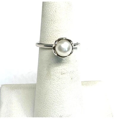 Anillo Pandora Plata Esterlina 925 Y Perla Tamaño 5.25 Cielo Foto 1 de 4