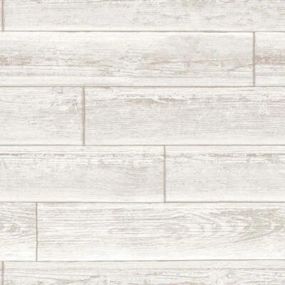 NU1930 Serene Cream Grey White Wood Plank Peel & Stick Wallpaper Foto 1 de 4